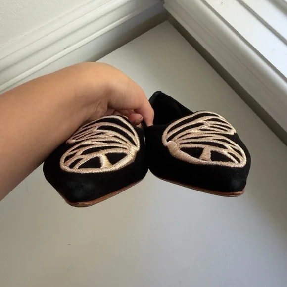 Sophia Webster Black and Cream Butterfly Loafers - Picture 4 of 8